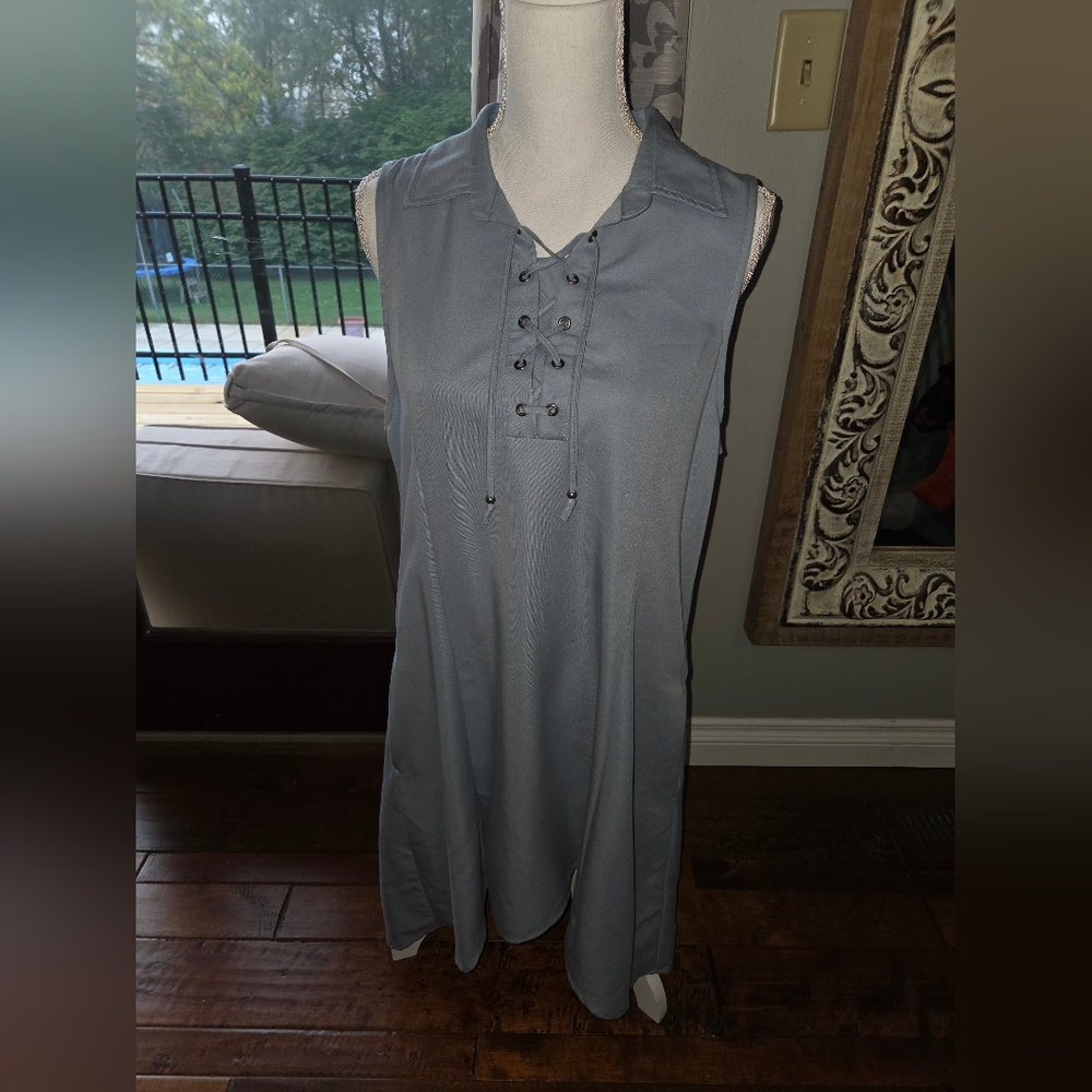 Baby BLUE Sleeveless Lace-Up Top SIZE L/XL SIMPLY NOELLE Brand New With Tags